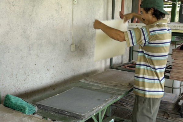 Papier fait avec vit-de-mulet de bananier